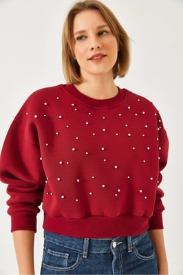 Musterpullover mit Rundhals und Pompon