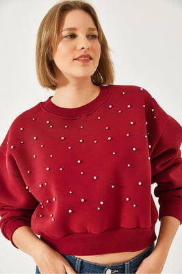 Musterpullover mit Rundhals und Pompon