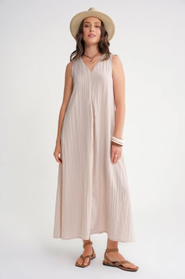 V-Ausschnitt Maxikleid