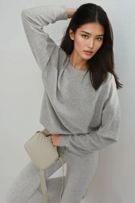 Lockere Passform Rundhals-Mikromodal-Sweatshirt