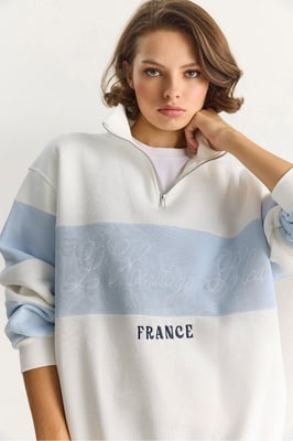 Bedrucktes Relaxed Fit Polo Sweatshirt