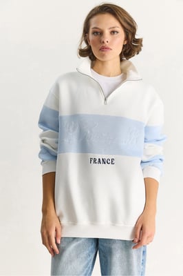 Bedrucktes Relaxed Fit Polo Sweatshirt