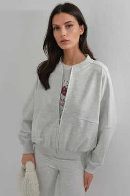 Lässiger Schnitt Vollreißverschluss Sweatshirt