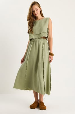 Texturierte Bluse und Rock aus Musselin, zwei-teiliges Set