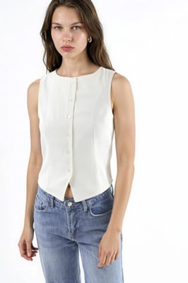 Knopflose ärmellose Bluse