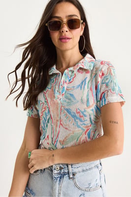 Blumen Polohemd Bluse