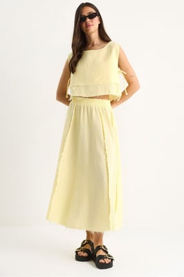 Texturierte Bluse und Rock aus Musselin, zwei-teiliges Set