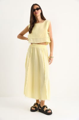 Texturierte Bluse und Rock aus Musselin, zwei-teiliges Set