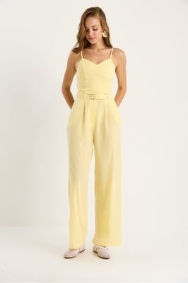 V-Ausschnitt Bluse und weit geschnittene Hose Set