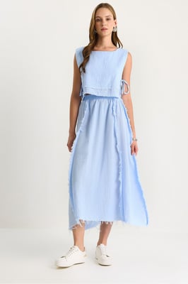 Texturierte Bluse und Rock aus Musselin, zwei-teiliges Set