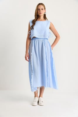 Texturierte Bluse und Rock aus Musselin, zwei-teiliges Set