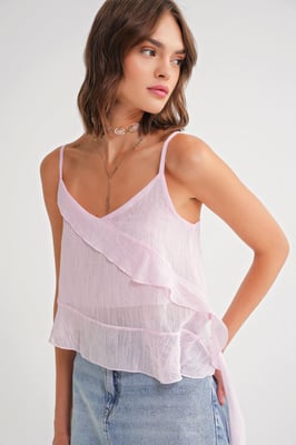 Rüschentexturiertes V-Ausschnitt Crop-Top