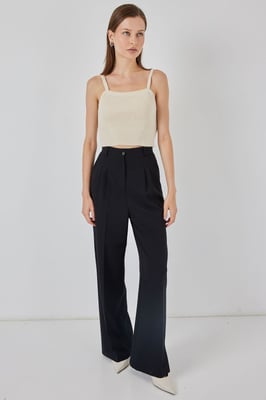 Quadratischer Kragen Rippstrick Crop-Top