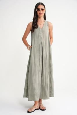 V-Ausschnitt Maxikleid