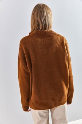V-Ausschnitt Langarmpullover