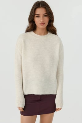 Dicker Strickpullover mit Rundhalsausschnitt