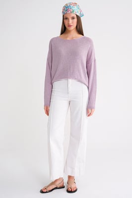 Übergroßer Bootsausschnitt Strickpullover