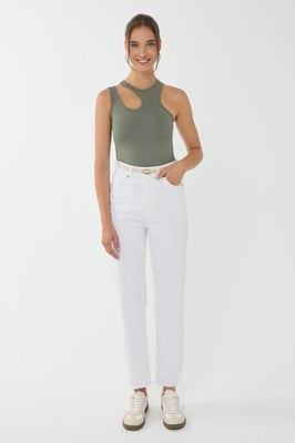 Asymmetrisches Kragen-Crop-Top