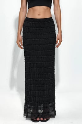 Tüll-Maxikleid mit niedrigem Bund
