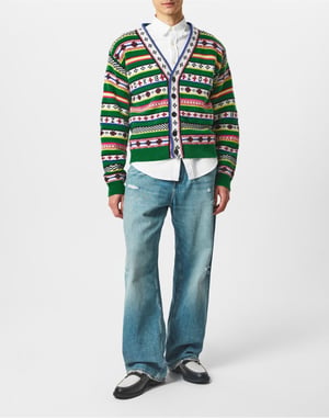 Fairisle-Jacquard-Strickjacke
