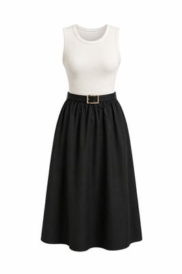 A-Linien-Midikleid mit Gürtel