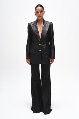 BENU Damen Schwarzer Lederblazer
