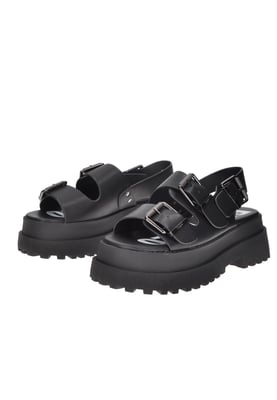 Buffalo Pluto Ari Damen schwarze Sandalen