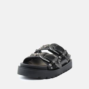 Buffalo Raya Ari West Leder Damen Schwarz Sandalen