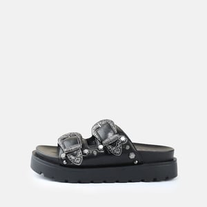 Buffalo Raya Ari West Leder Damen Schwarz Sandalen
