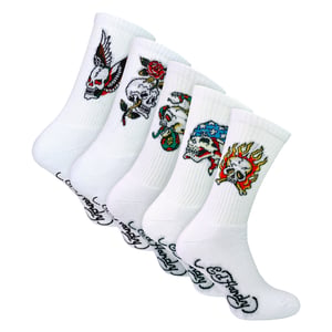 5er-Pack Herren Crew-Socken mit Totenkopf-Muster - Weiche und atmungsaktive Freizeitsocken
