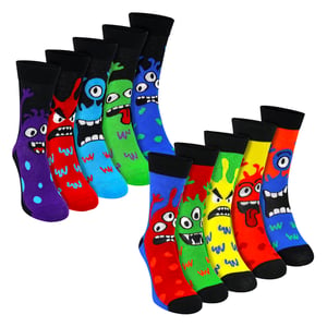 10er-Pack Herren Baumwollmonster-Socken Lustige gemusterte Alltagssocken
