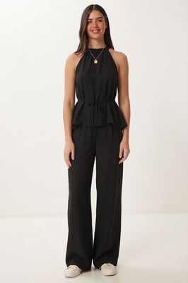 Hochtaillierter Halter Neck Zweiteiliger Koordinationsanzug