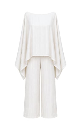 Hoch taillierte Cowl-Neck weiter Bein Strick Ko-Ordsets