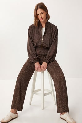 Leopardenmuster High Waist Bomberkragen Set