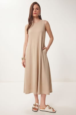 A-Linien-Midi-Kleid mit Tasche