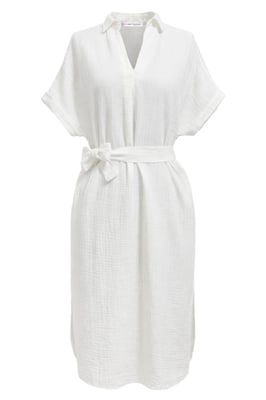 Gürteltuch Midi-Kleid mit kurzen Ärmeln