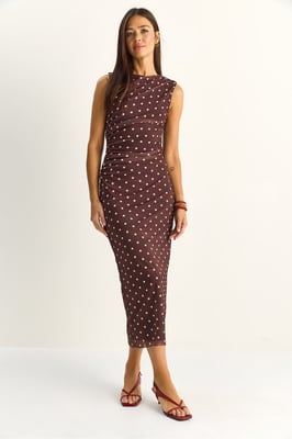 Punktemuster Bodycon Midi-Kleid