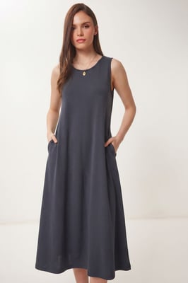 A-Linien-Midikleid mit Tasche