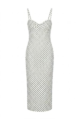 Trägerloses Polka-Dot-Tüll-Midi-Kleid