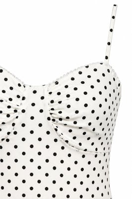 Trägerloses Polka-Dot-Tüll-Midi-Kleid