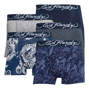5er-Pack Herren Baumwollreiche Stretch-Boxershorts mit elastischem Bund Blau Unterwäsche