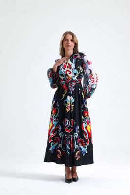 Blumenmuster Maxi A-Linien Kleid