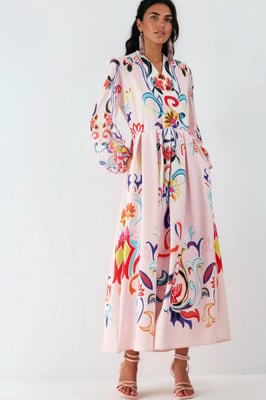 Blumenmuster Maxi A-Linien Kleid