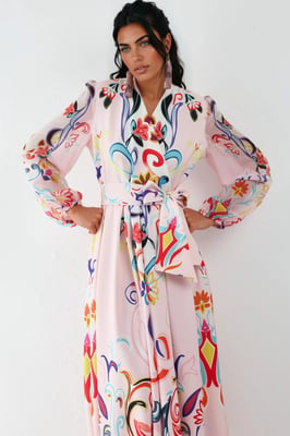 Blumenmuster Maxi A-Linien Kleid