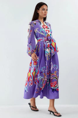 Floral Print Maxi A-Linien-Kleid