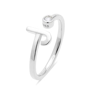 Luxenter 925 Sterling Silber Ring mit rhodiniertem Brillant Zirkonia - Alphabet