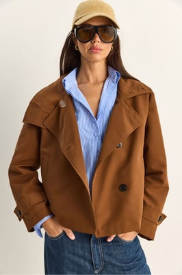 Kurzer Trenchcoat mit Mandarinkragen