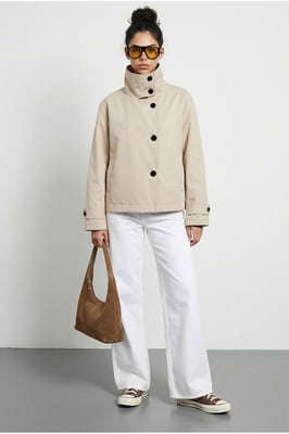 Kurzer Trenchcoat mit Mandarin-Kragen