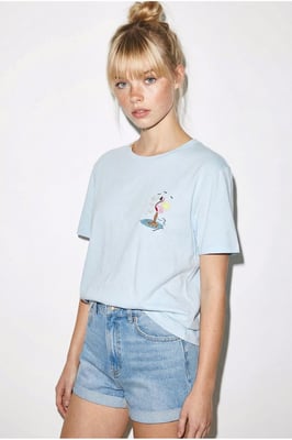 Besticktes Rundhals-Cotton-T-Shirt