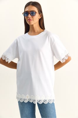 Übergroßes Rundhals-Cotton-T-Shirt